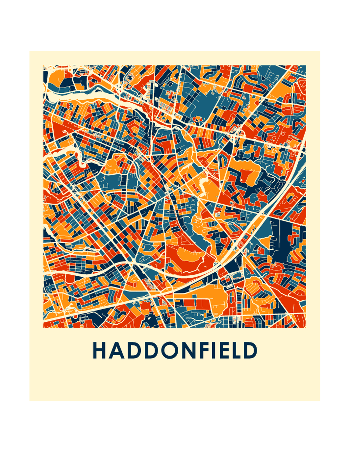 Haddonfield NJ Map Print - Full Color Map Poster