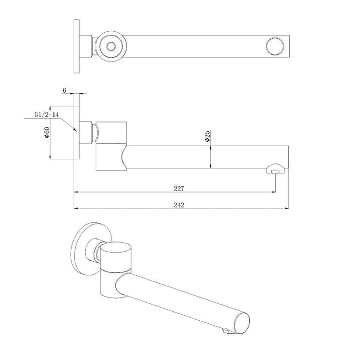 Hali Brushed Nickel Round Swivel Bath Spout - Acqua Bathrooms