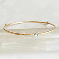 Hammered aquamarine bangle -14kt gf