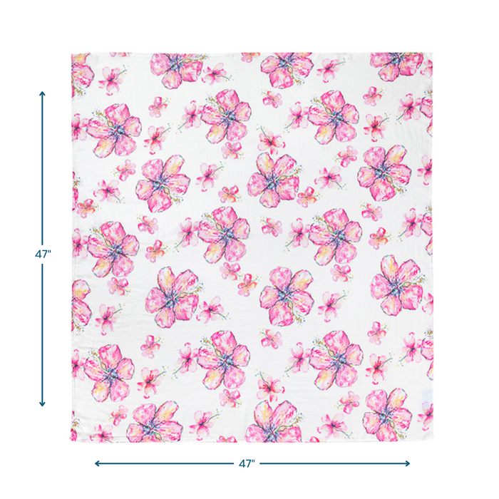 Hibiscus Kiss Muslin Swaddle Blanket
