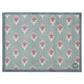 Ditsy Floral Green- 100% recycled cotton doormat featuring a woodblock pattern of purple flowers.