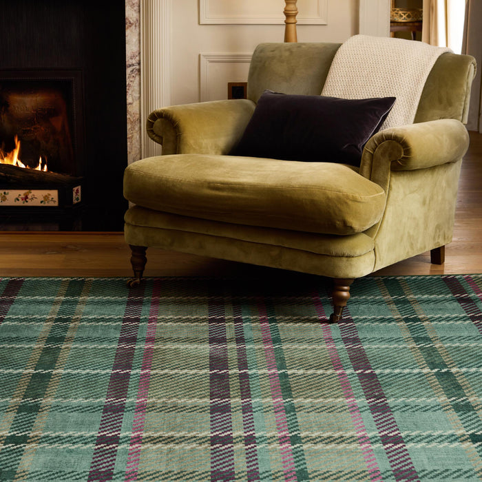 Hug Rug Eco-Washable Isla Plaid Emerald