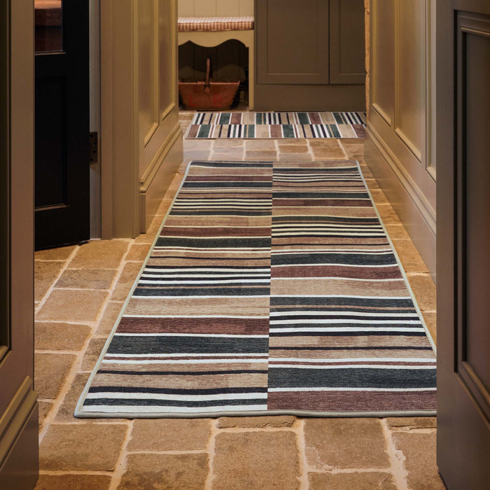 Hug Rug Eco-Washable Savanna Stripe- 100% recycled content washable runner featuring stripes.