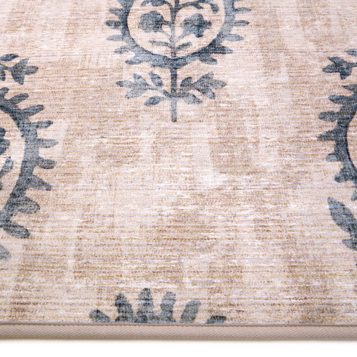 Hug Rug Eco-Washable Woodblock Paisley Blue- 100% recycled content rug featuring a blue paisley pattern.