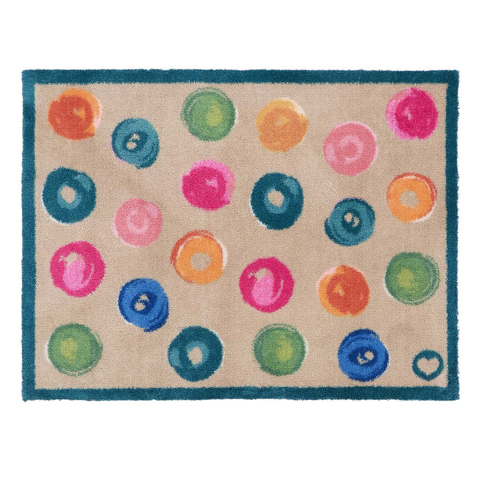 Painted Spots Multi- 100% recycled cotton doormat featuring painted spots.