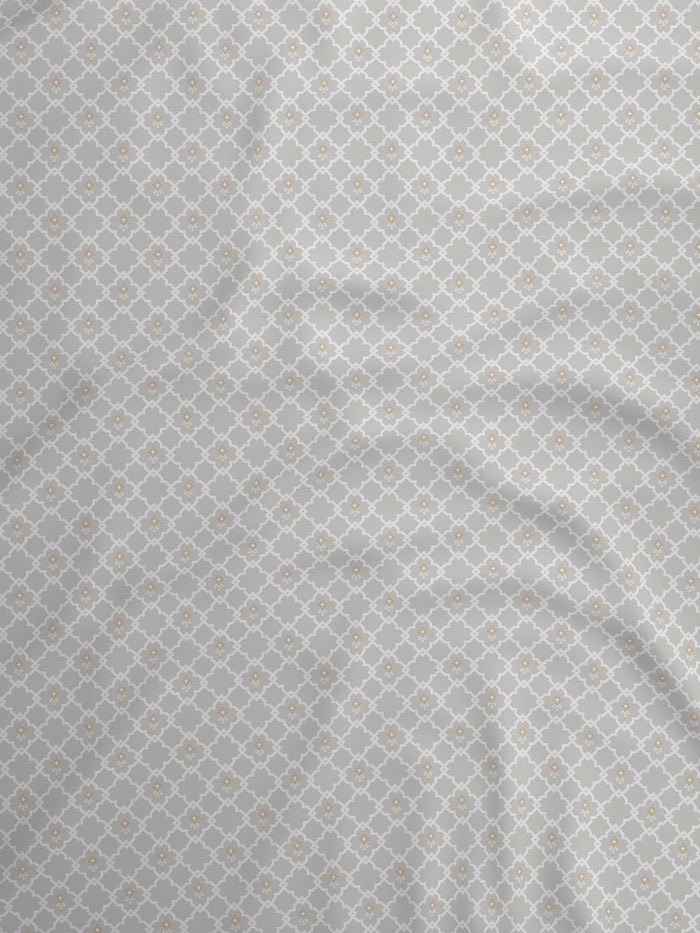 Indo Musk 100% Kasturi Cotton 200 TC King Bedsheet with 2 Pillow Covers | Grey Ethnic Print Bedsheet Set