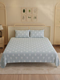 Indo Musk 100% Kasturi Cotton 200 TC King Bedsheet with 2 Pillow Covers | Grey & White Ethnic Print Bedsheet Set