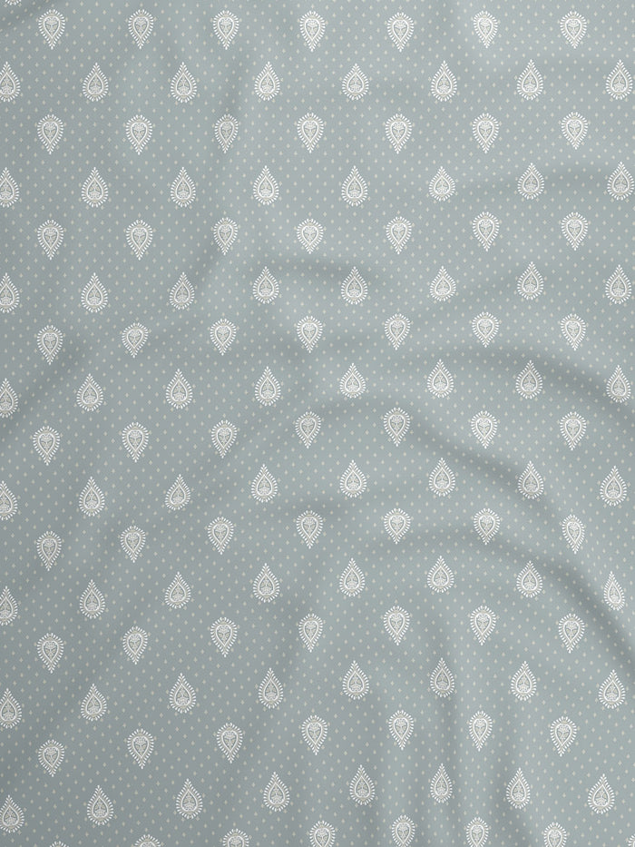 Indo Musk 100% Kasturi Cotton 200 TC King Bedsheet with 2 Pillow Covers | Grey & White Ethnic Print Bedsheet Set