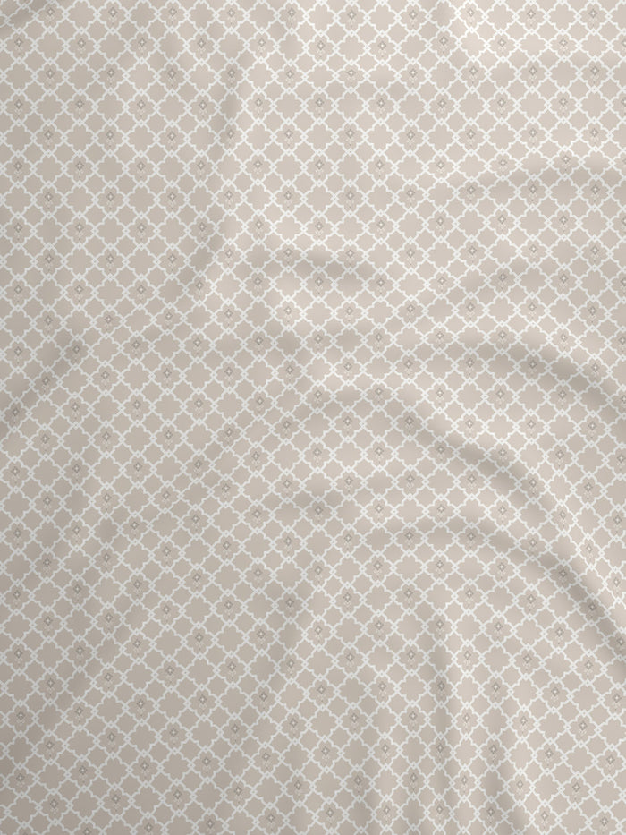 Indo Musk 100% Kasturi Cotton 200 TC King Fitted Sheet with 2 Pillow Covers | Beige Ethnic Print Fitted Sheet Set