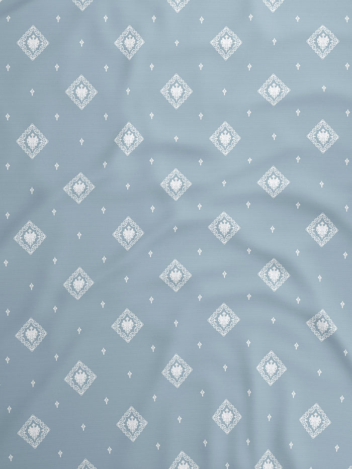 Indo Musk 100% Kasturi Cotton 200 TC King Fitted Sheet with 2 Pillow Covers | Blue Ethnic Print Fitted Sheet Set