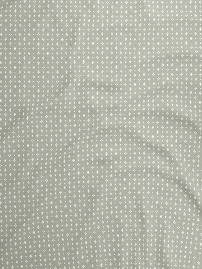 Indo Musk 100% Kasturi Cotton 200 TC King Fitted Sheet with 2 Pillow Covers | White & Grey Ethnic Print Fitted Sheet Set