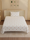 Indo Musk 100% Kasturi Cotton 200 TC Single Bedsheet with 1 Pillow Cover | Pink & White Floral Bedsheet Set