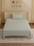 Indo Musk 100% Kasturi Cotton 200 TC Single Bedsheet with 1 Pillow Cover | White & Grey Ethnic Print Bedsheet Set