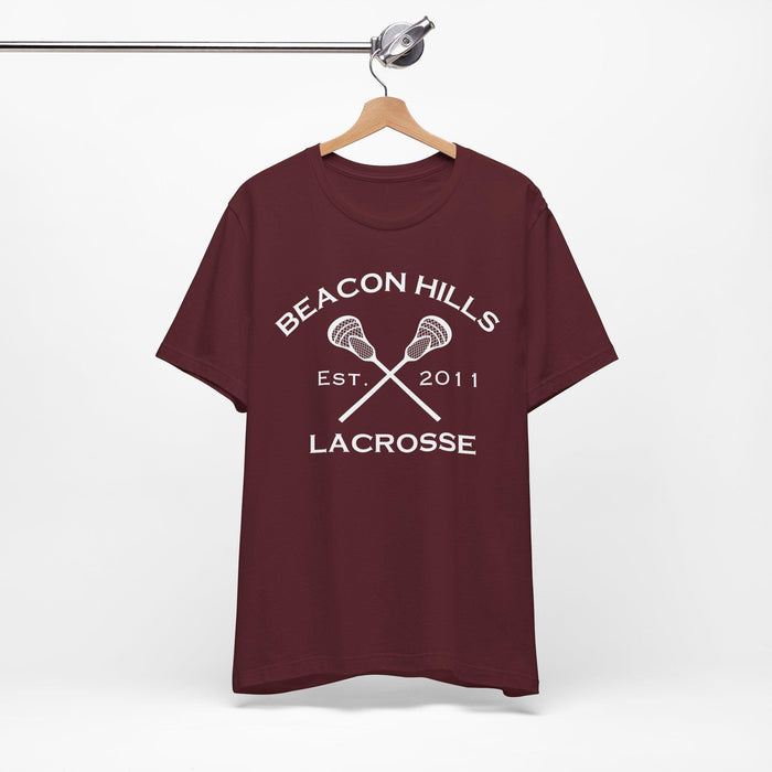Isaac Lahey 14 Teen Wolf Beacon Hills Inspired Lacrosse Adult Fashion T-Shirt - Maroon