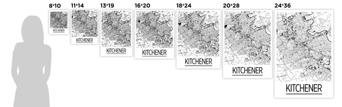 Kitchener Ontario Map Poster - Ontario Map Print - Art Deco Series