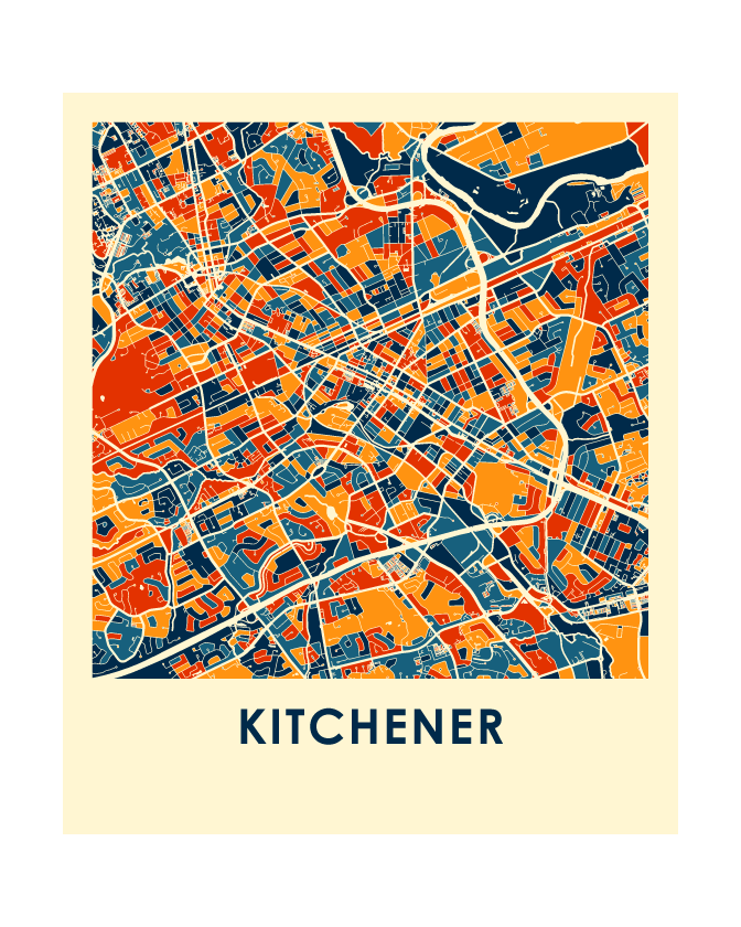 Kitchener Ontario Map Print - Full Color Map Poster