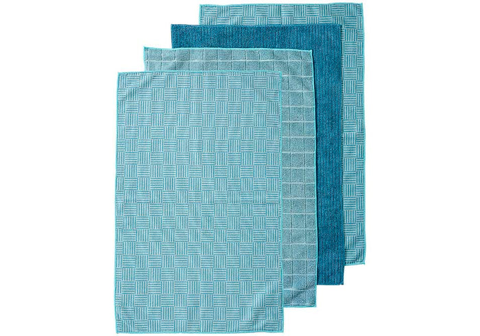 Ladelle Benson 4pk Microfibre Kitchen Towels- Teal - 43x68cm