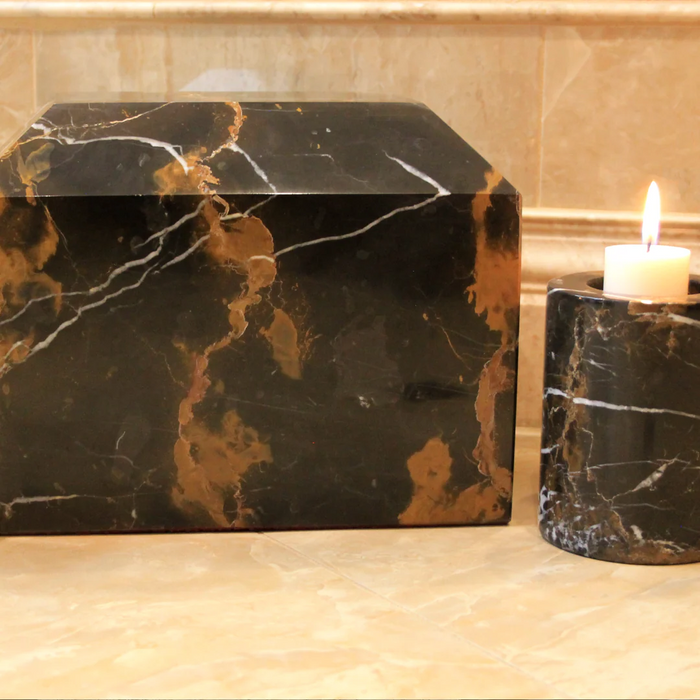 Large/Adult 190 Cubic Inch Summit King Gold Box Marble Funeral Cremation Urn