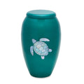 Large/Adult 220 Cubic Inches Aluminum/Mother of Pearl Turtle Cremation Urn