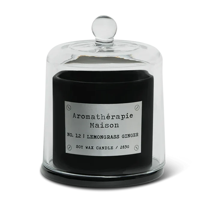 Le Desire Aromatherapie Maison Candle With Glass Dome Lid & Timber Wick - Lemongrass Ginger - 283gr