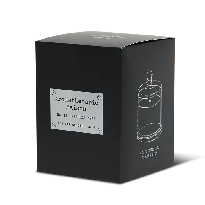 Le Desire Aromatherapie Maison Candle With Glass Dome Lid & Timber Wick - Vanilla Bean - 283gr