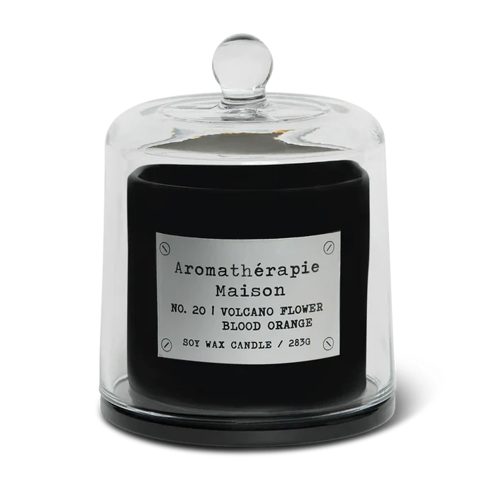 Le Desire Aromatherapie Maison Candle With Glass Dome Lid & Timber Wick - Volcano Flower Blood Orange - 283gr