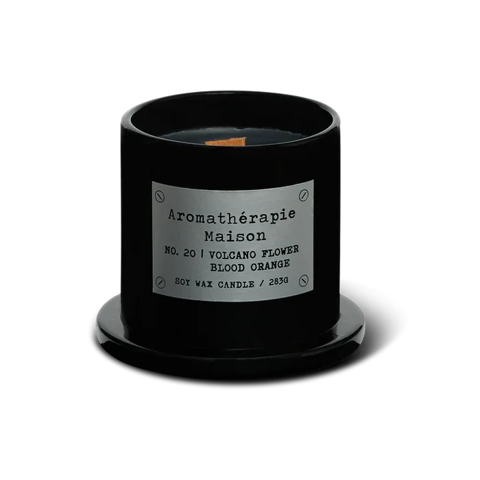 Le Desire Aromatherapie Maison Candle With Glass Dome Lid & Timber Wick - Volcano Flower Blood Orange - 283gr