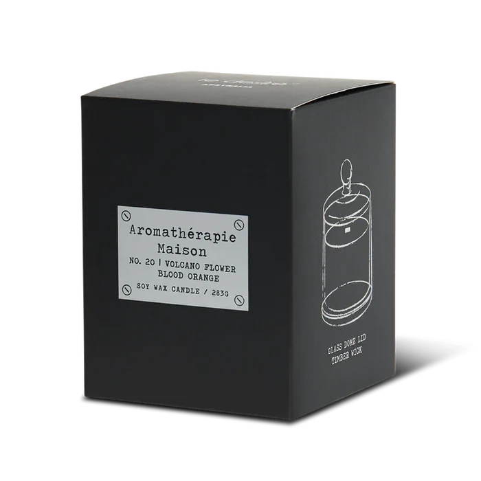 Le Desire Aromatherapie Maison Candle With Glass Dome Lid & Timber Wick - Volcano Flower Blood Orange - 283gr