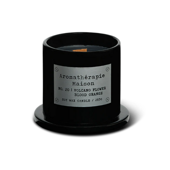 Le Desire Aromatherapie Maison Candle With Glass Dome Lid & Timber Wick - Volcano Flower Blood Orange - 283gr