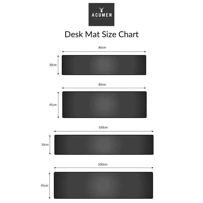 Leather Desk Mat - Black - 80x30cm -