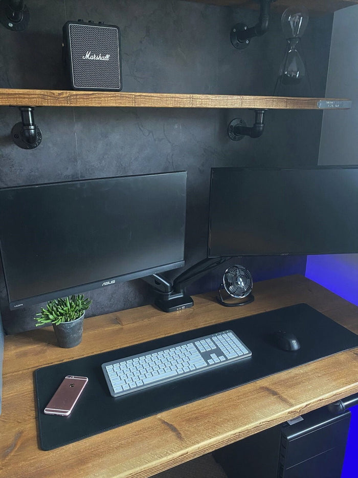 Leather Desk Mat - Black - 80x30cm -