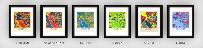 Lethbridge Alberta Map Print - Full Color Map Poster