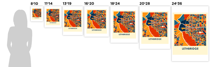 Lethbridge Alberta Map Print - Full Color Map Poster