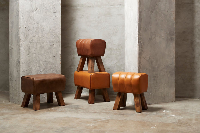 Lima Mini Gym Bench - Cognac Buffalo Leather -