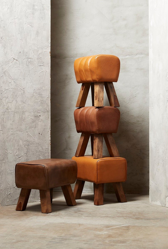 Lima Mini Gym Bench - Cognac Buffalo Leather -