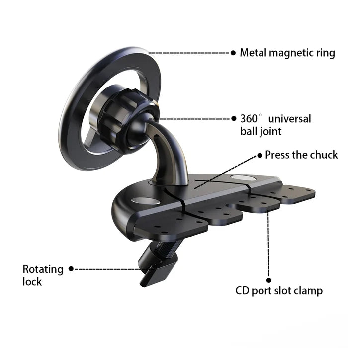 LRBH Metal Anti Shake Magnet CD Slot Phone Mount for Magsafe, Compatible with  All Cellphones