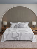 Luxe Loom 100% Cotton 600 TC King Bedsheet with 4 Pillow Covers & 2 Cushion Covers | Grey & White Abstract Bedsheet Set