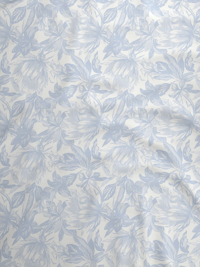 Luxe Loom 100% Cotton 600 TC King Bedsheet with 4 Pillow Covers & 2 Cushion Covers | Blue Floral Bedsheet Set