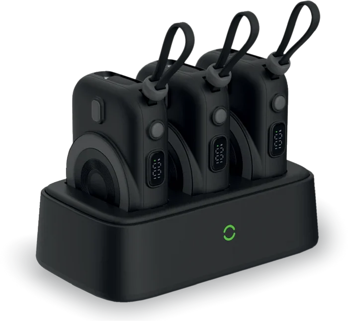 Lzel Trioenergia Station Trio Wireless Power Bank Charging Dock 1000Mah Built-In-Cable - Black