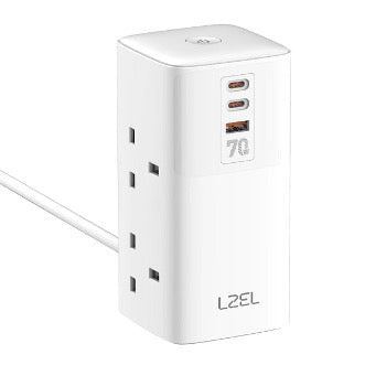Lzel Zenith Power Hub 70W Gan Tower Extension Power Socket White