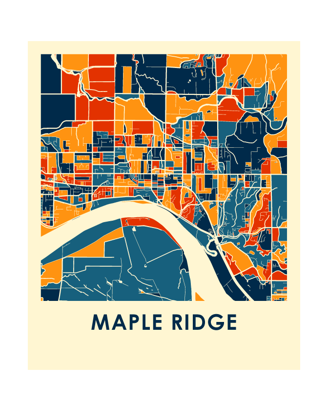 Maple Ridge British Columbia Map Print - Full Color Map Poster