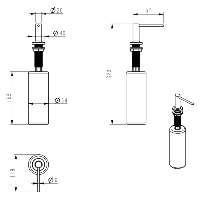 Mica Brushed Nickel Soap Dispenser