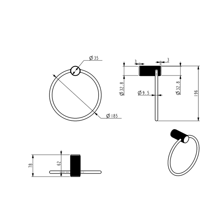 Mica Fluted Brushed Nickel Towel Ring