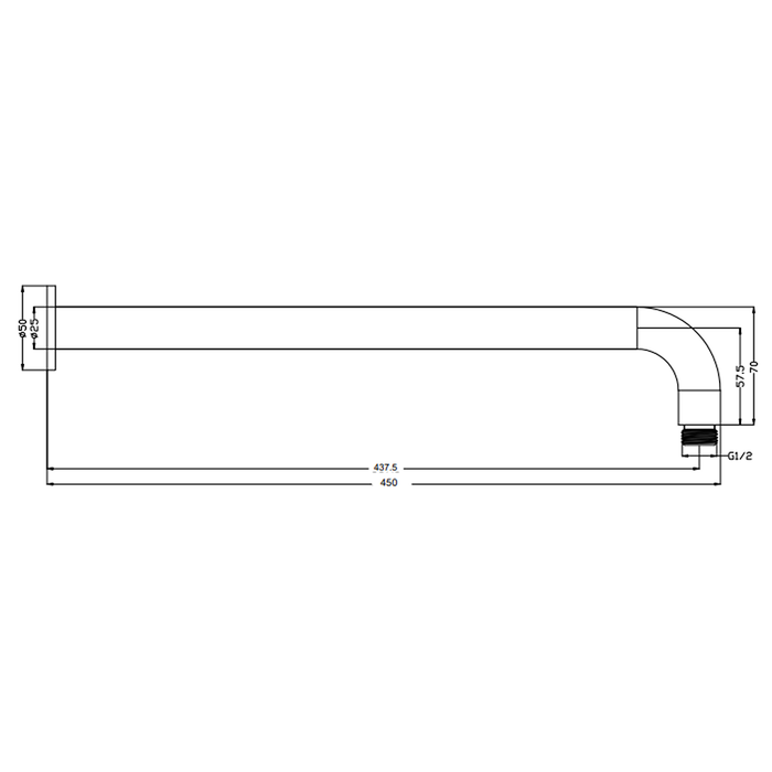 Mica French Gold Wall Shower Arm - 450mm - Curved