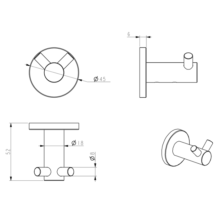 Mica Gun Metal Double Robe Hook
