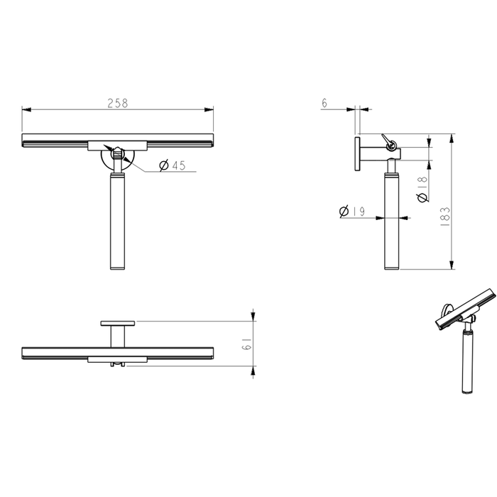 Mica Gun Metal Glass Squeegee
