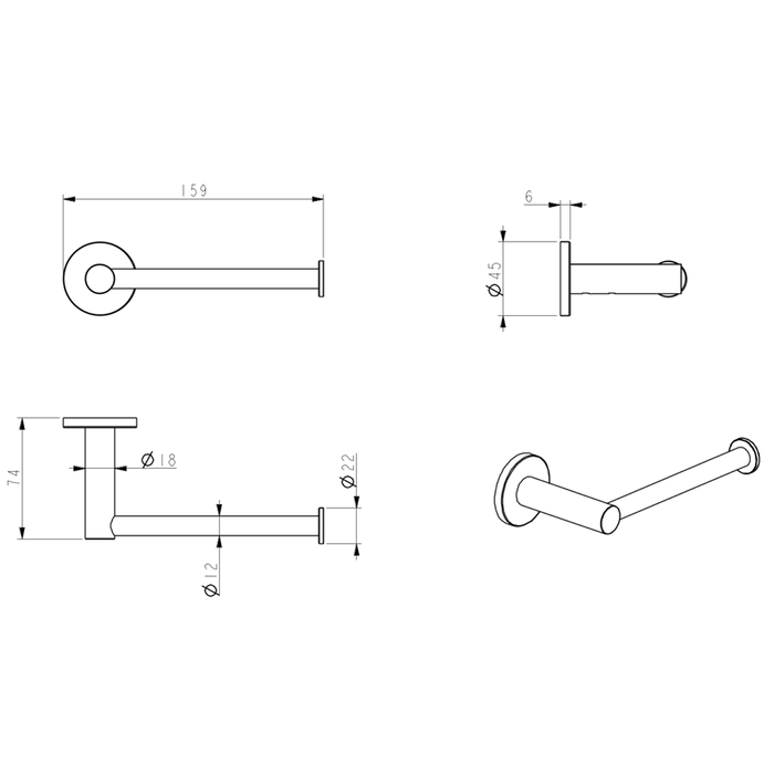 Mica Gun Metal Toilet Paper Holder