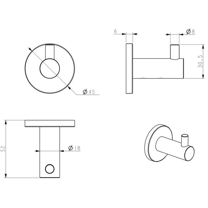 Mica Matte Black Robe Hook