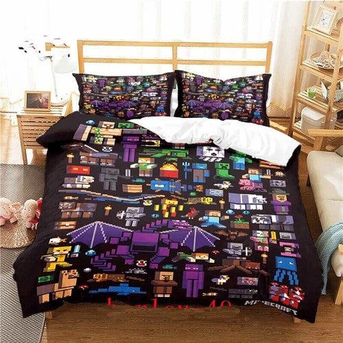 Minecraft Pattern Duvet Cover Kids Room Bedding Sets