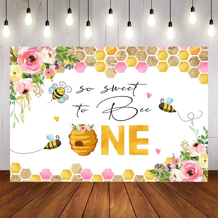 Mocsicka So Sweet as a Bee Happy 1st Birthday Party Backdrop-Mocsicka Party